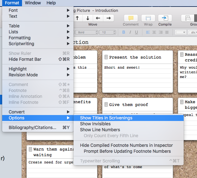Show Titles in Scrivenings