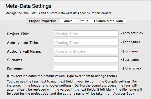 Meta-Data Settings