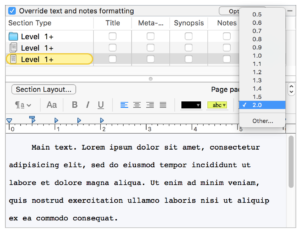 Scrivener Compile line spacing