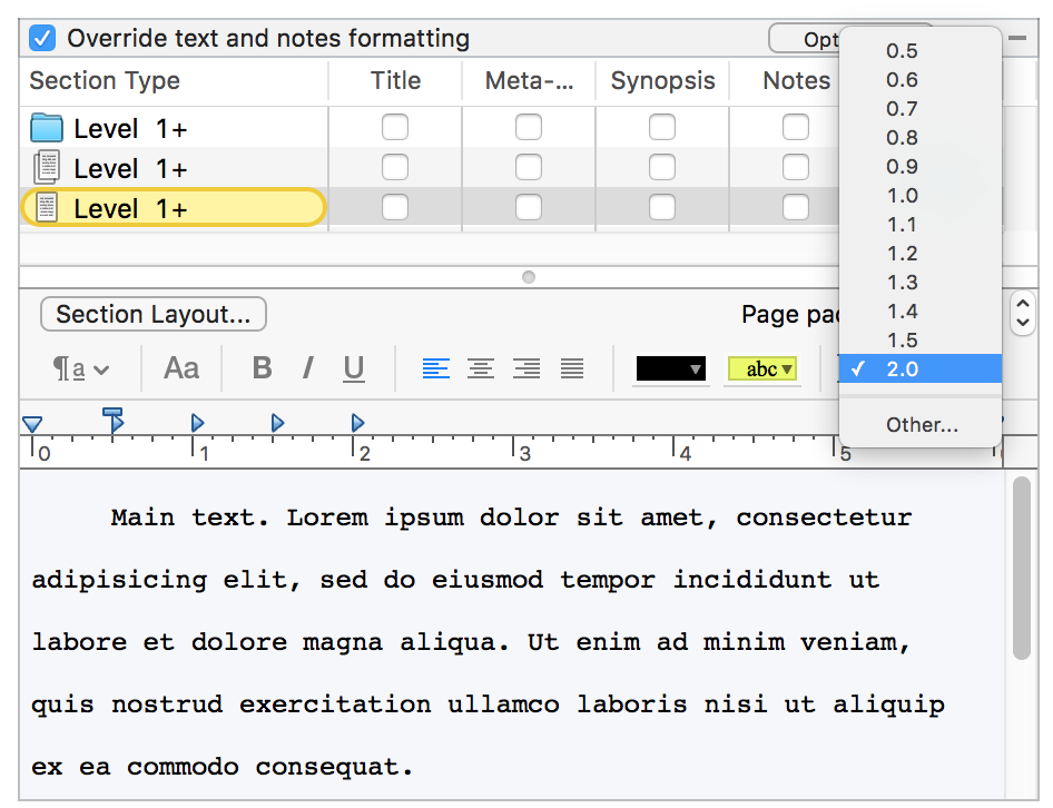 Scrivener Compile line spacing short story strategy