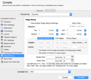 Short story Page Settings