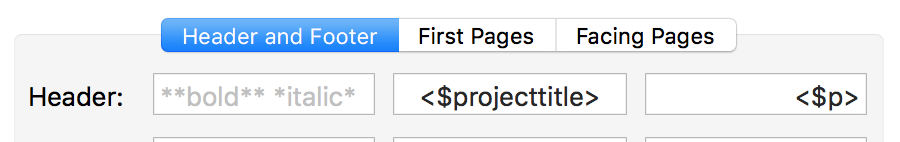 Project title in header line
