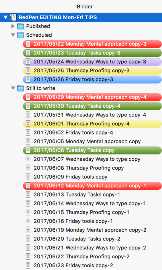 Folders in RedPen EDITING
