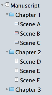 Chapters and scenes with synopsis icons